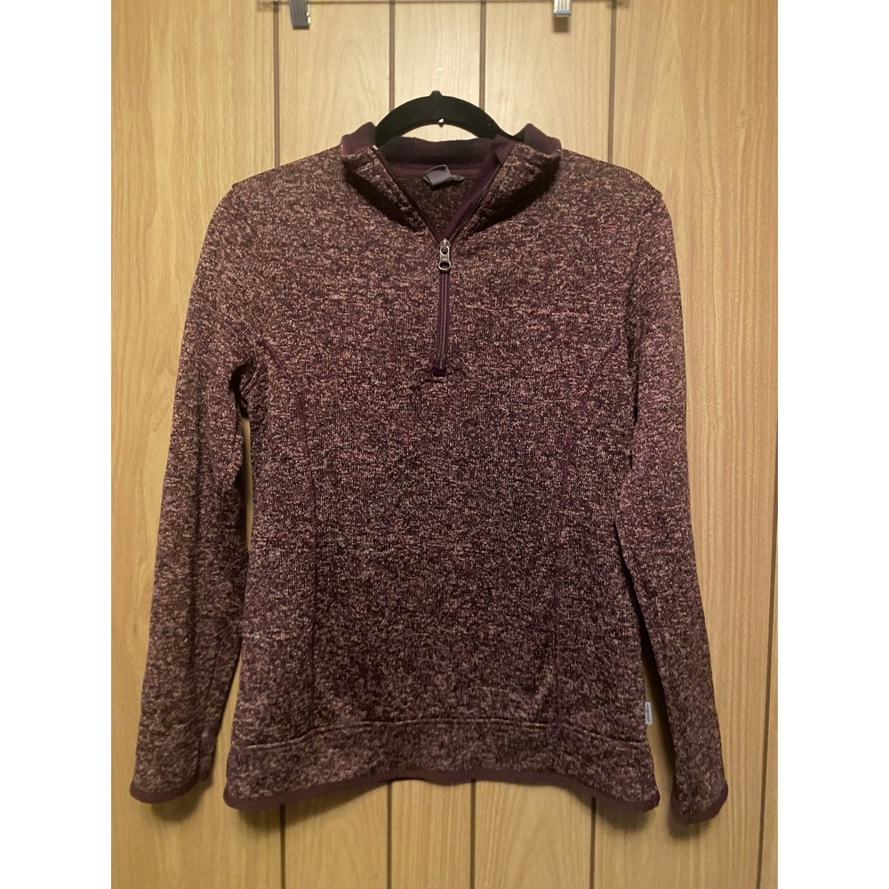 Women's Eddie Bauer Burgundy Quarter Zip Pullover  Size Medium Plaid Collar